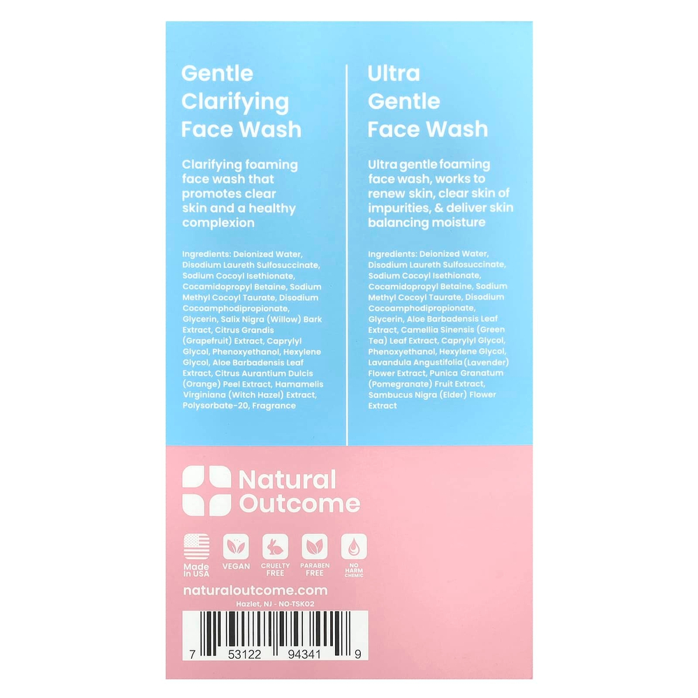 Natural Outcome, TeenSkin, дуэт для умывания, очищающий гель для душа, 1 набор, 150 мл (5 унций)