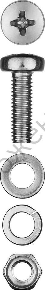 ЗУБР DIN 7985 M4 x 16 мм, винт с гайкой и шайбами, 25 шт (303476-04-016)