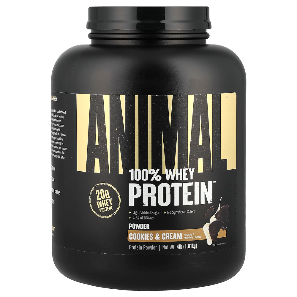 Animal, 100% Whey Protein™, порошок из сывороточного протеина Whey Protein™, печенье и сливки, 1,81 кг (4 фунта)