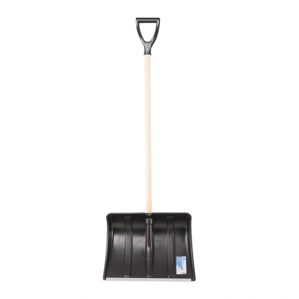 Лопата для уборки снега пластиковая, 470х350х1410 мм, деревянный черенок, Россия, Сибртех