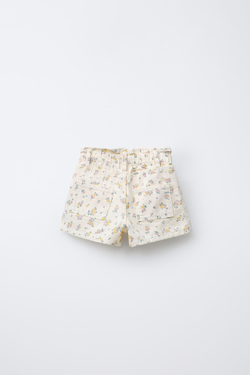 ZARA ШОРТЫ ИЗ ТВИЛА PAPERBAG COMFORT, ЭКРЮ