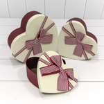 Коробка 22х20х9 см Набор 3 шт "Сердце" с бантом (Микс)