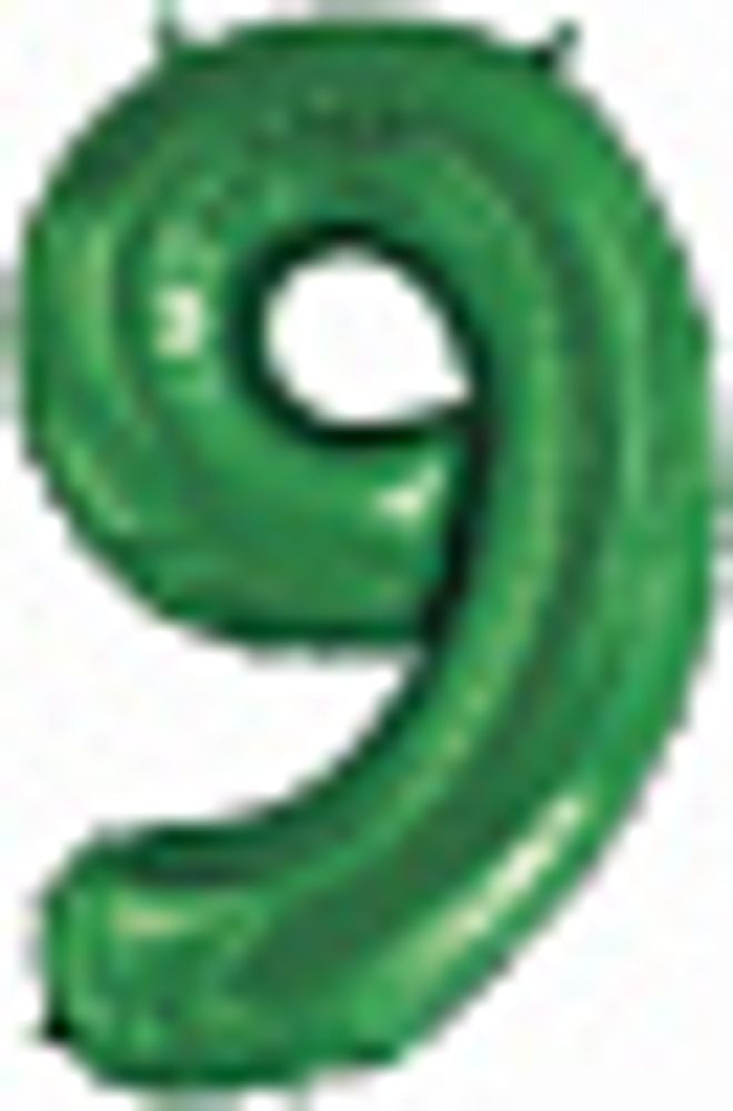 Шар-цифра, фольга, Зеленый, "Цифра 9", 86 см (Falali), инд. уп.