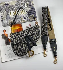 Сумка Dior Oblique жаккард синего цвета