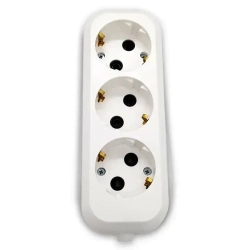 Колодка удлинителя на 3 розетки, с заземлением 250В 16А