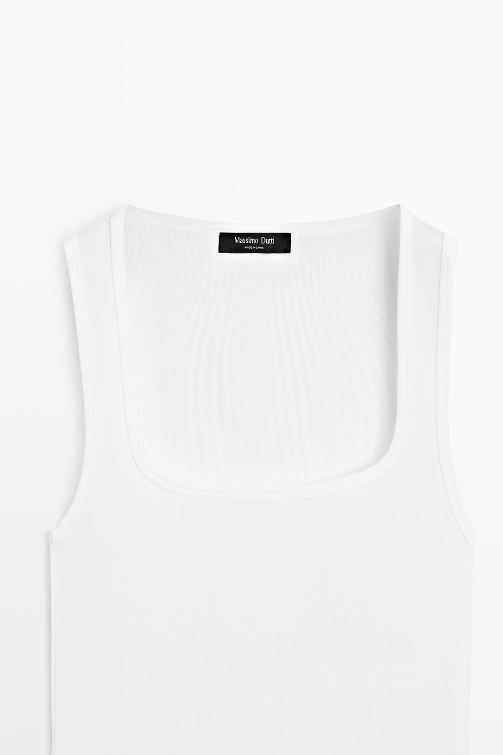 Massimo Dutti Топ из хлопка с квадратным вырезом, белый