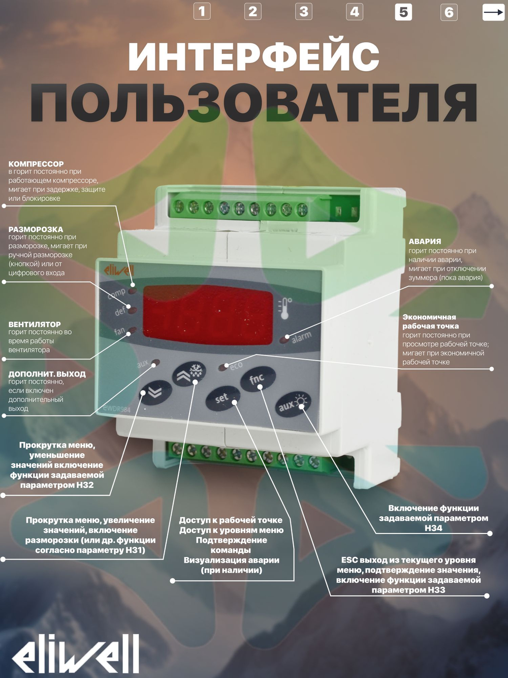 Контроллер холодильного оборудования EWDR 984 3 реле управления 2 NTC датчика 230Vac