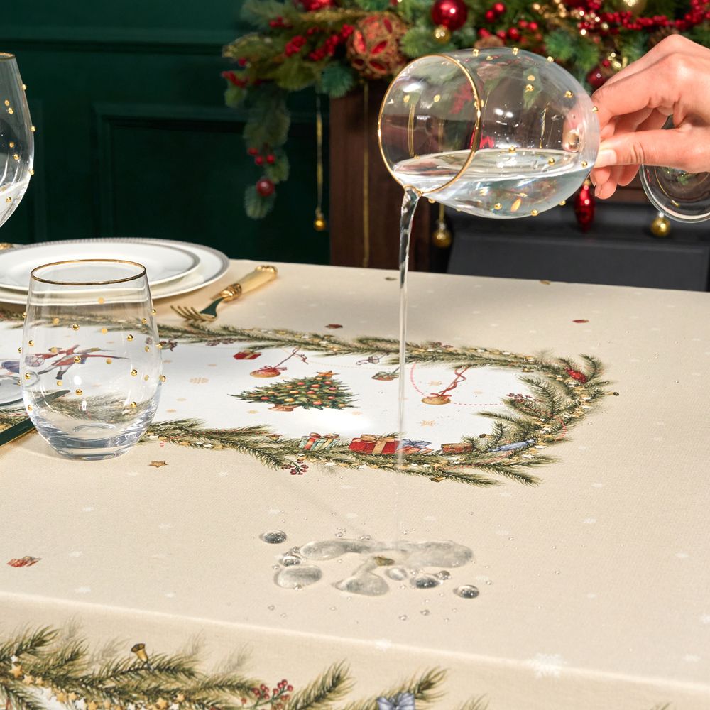 СКАТЕРТЬ "ЩЕЛКУНЧИК" 140Х300СМ БЕЖЕВЫЙ ,100%ХЛОПОК ,ТВИЛ