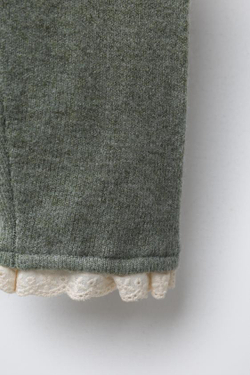 ZARA ТРИКОТАЖНЫЕ ЛЕГИНСЫ С КРУЖЕВОМ, СВЕТЛО-ЗЕЛЕНЫЙ