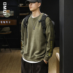 Мужская толстовка в американском ретро-стиле на весну и осень, очень большая, на флисовой подкладке, без капюшона, с длинным рукавом, в стиле Чжуншань.