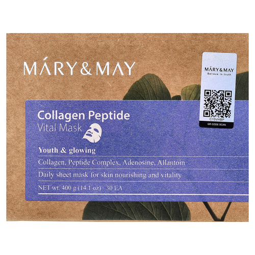 Mary & May, тонизирующая маска для лица с пептидами коллагена, 30 шт., 400 г (14,1 унции)