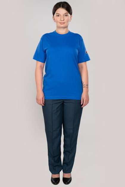 Футболка женская МЧС цв. василек (вышивка)