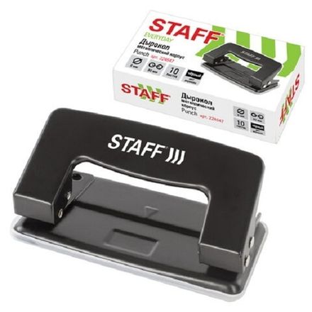 Дырокол до 10 л. Staff металлический, черный