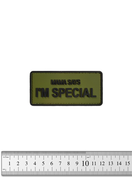 Шеврон Mama Says I'm Special PVC. Олива
