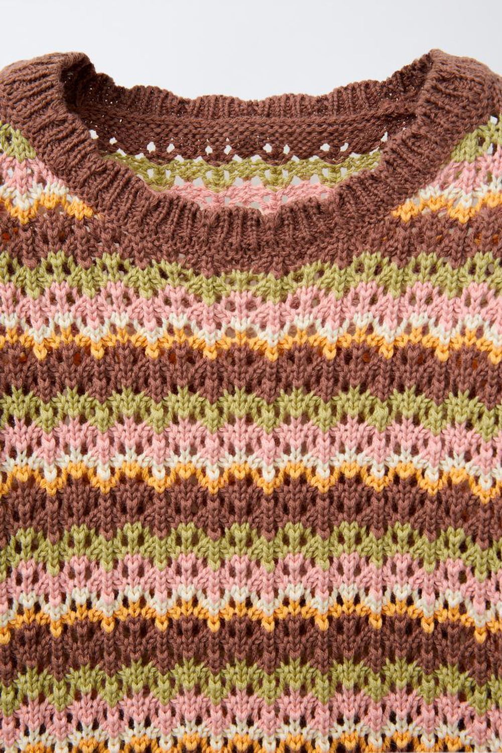 ZARA СВИТЕР В РАЗНОЦВЕТНУЮ ПОЛОСКУ, ШОКОЛАДНЫЙ