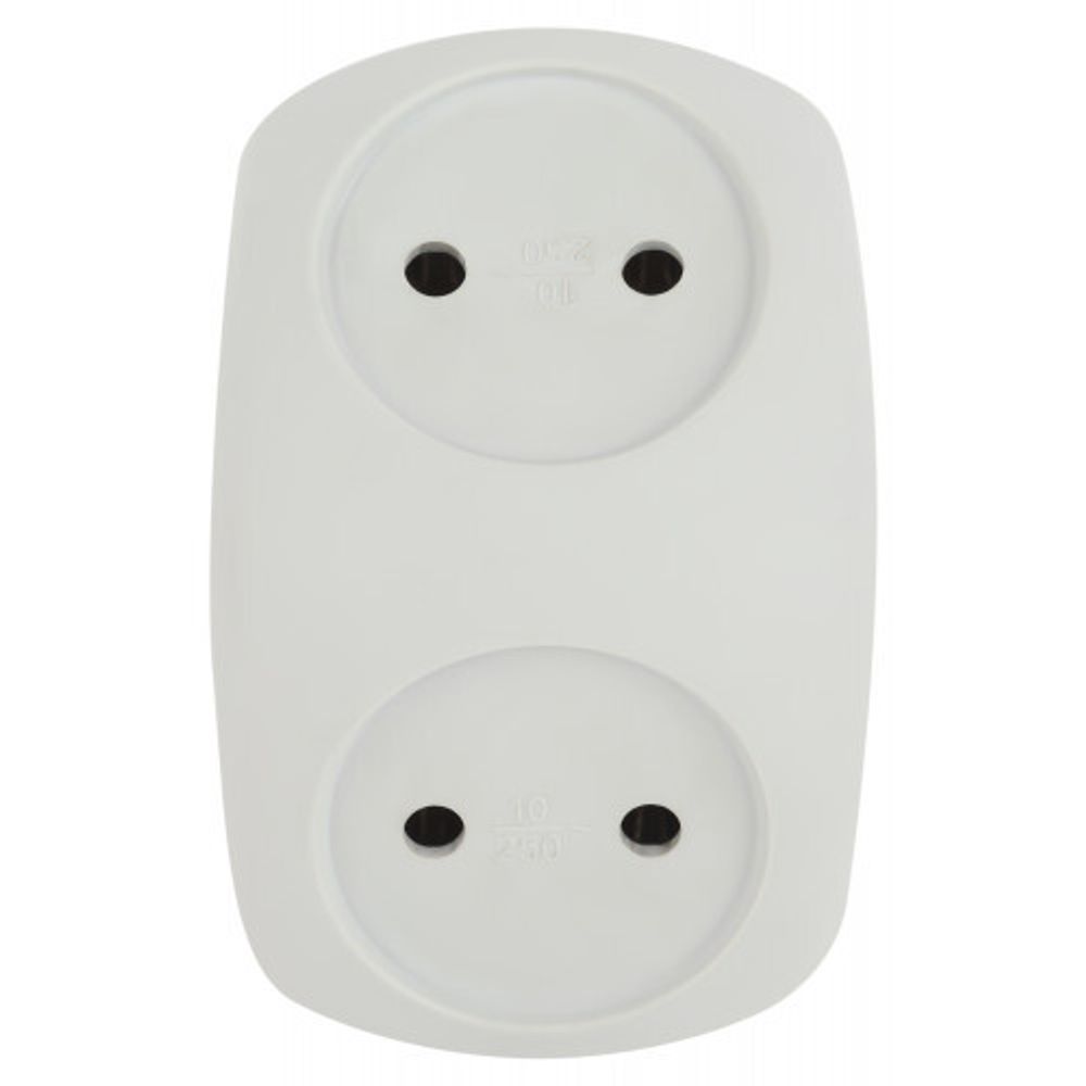 Разветвитель электрический ЭРА SPx-2-W на 2 розетки без заземления 10А белый