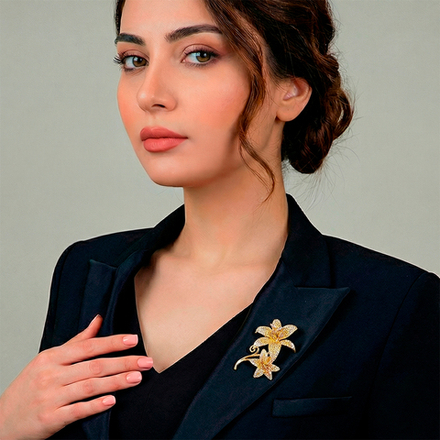 Брошь Fiore Luna ДУЭТ Zircon XR08553P BR/G