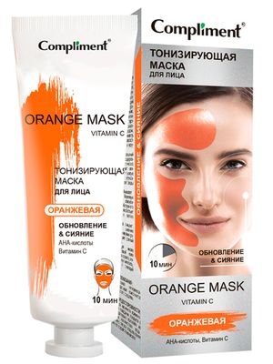 Compliment Orange Mask Тонизирующая маска для лица ОРАНЖЕВАЯ Обновление & Сияние, 80мл