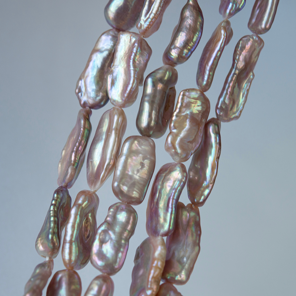 Жемчуг культивированный "Бива", розово-лиловый, с эффектом хамелеона, 14-25мм