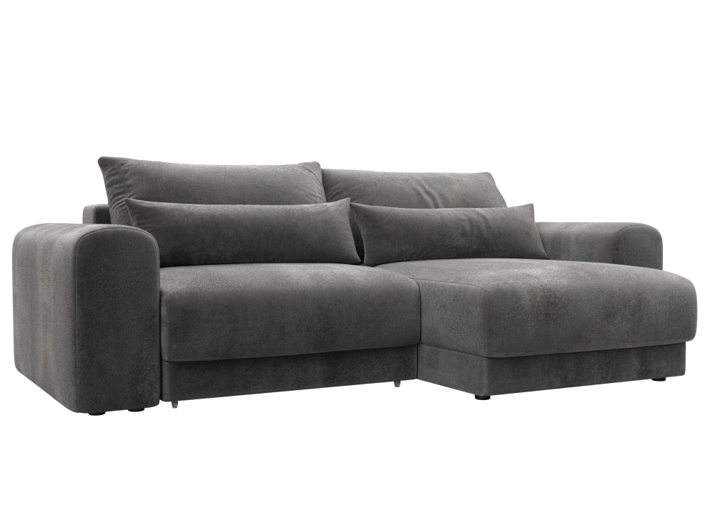 Диван угловой Лига-056 НПБ угол универсальный ВЕЛЮР TOWER 10 серый