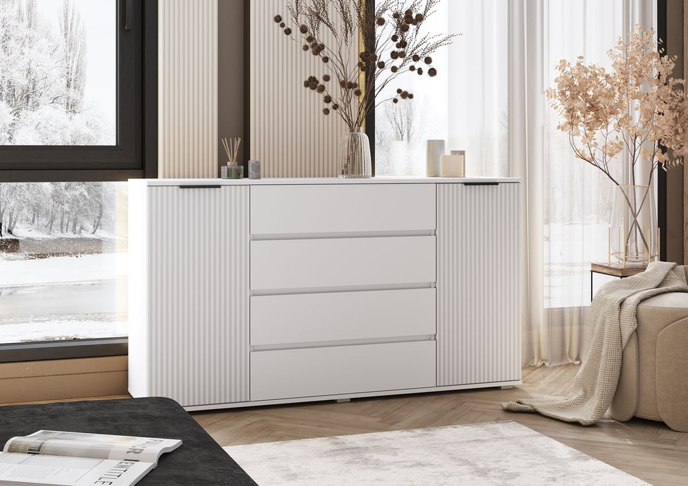 Комод для одежды с ящиками и полками Браш Мени Грин/Дуб Крафт 3 ящика, 160х45х90 см