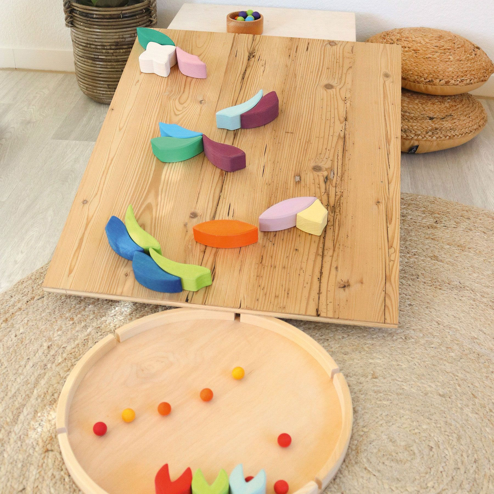 Деревянная мозаика круглая "цветок Лара", 73 детали