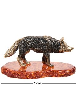 Народные промыслы AM- 971 Фигурка «Волк» (латунь, янтарь)