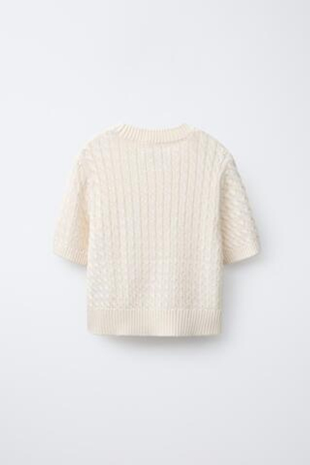 ZARA СВИТЕР С УЗОРОМ «КОСЫ», ЭКРЮ