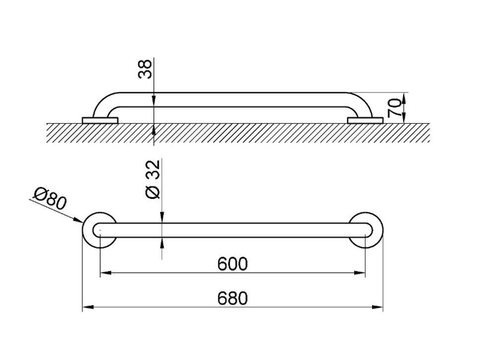 Поручень прямой 600 мм нерж. сталь NOFER 15054.60.N чёрный