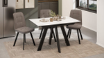 Стол кухонный обеденный раздвижной Черный муар/Керамика матовая белый мрамор 120(160)х80х76 см