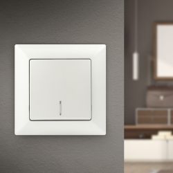 Выключатель Intro Solo 4-102-06 одноклавишный с подсветкой, 10А-250В, IP20, СУ, перламутр