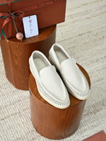 Светло-бежевые лоферы Loro Piana Summer Walk с плетением по периметру
