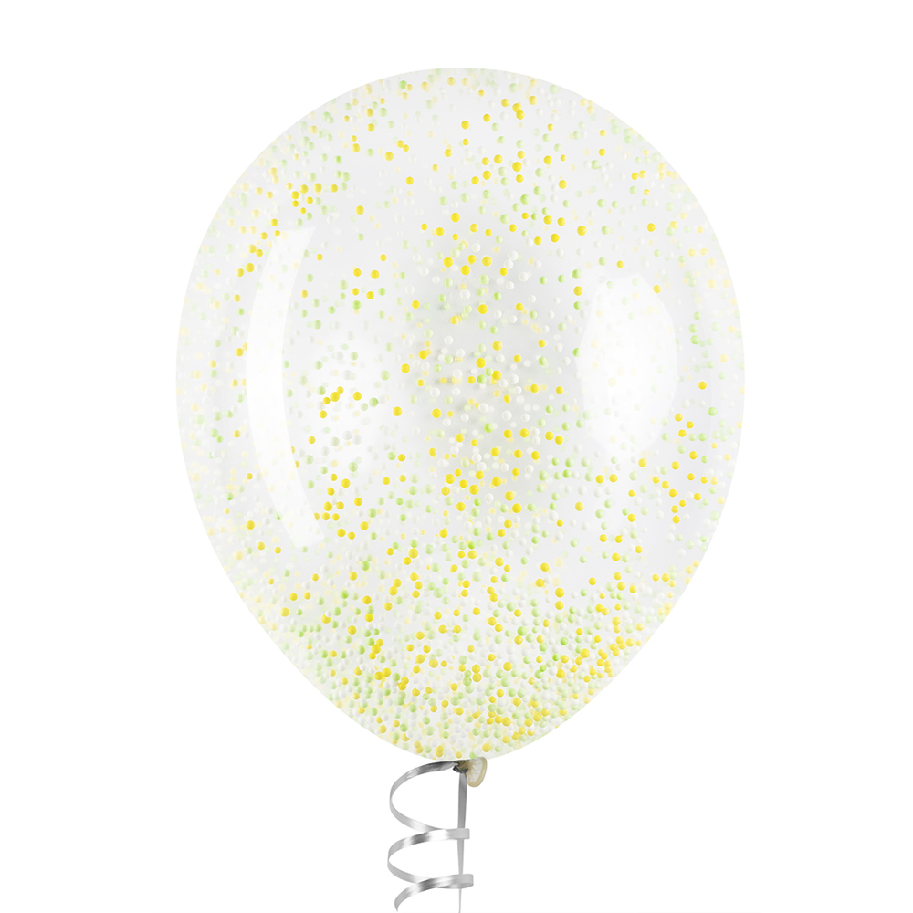 Шар с конфетти пенопласт, Цветной микс, Желтый/Зеленый 32 см (СГ-17)