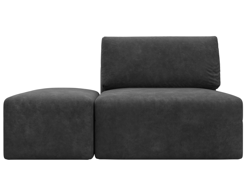 Модули диван и пуф Лига-060 НПБ, BRUT 16 темно-серый, Велюр, 129603