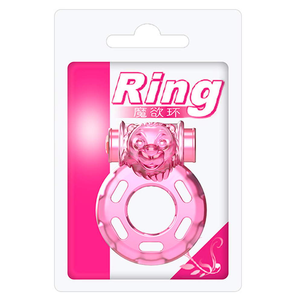 Розовое эрекционное виброкольцо 3,5х4,5см Baile Pink Bear Cock Rings BI-010084A