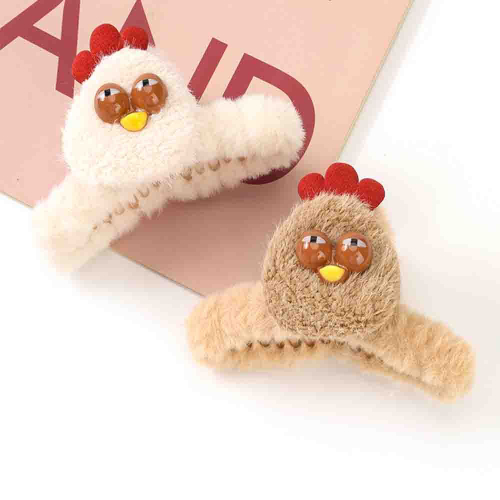 Заколка-краб 11см Курочка