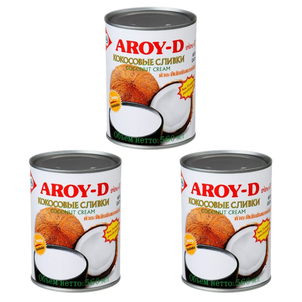 Сливки Aroy-D кокосовые 70%, 560 мл 3 шт