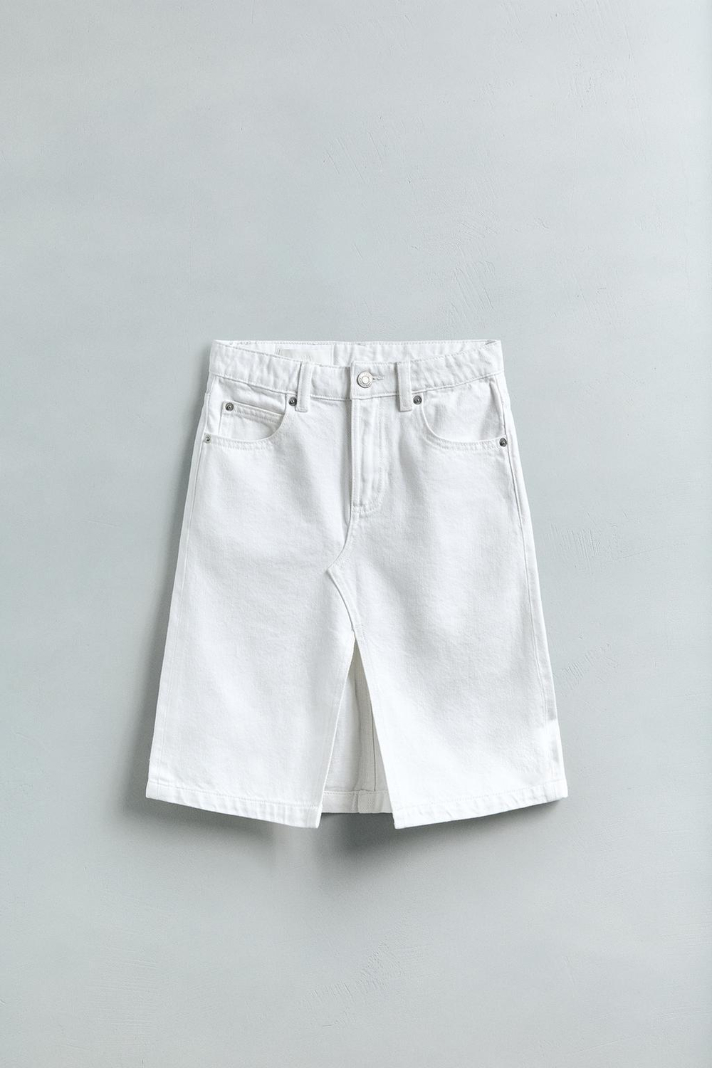 ZARA ДЖИНСОВАЯ ЮБКА МИДИ, БЕЛЫЙ