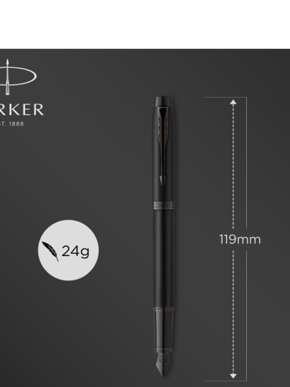 PARKER ручка перьевая IM Achromatic F, синий цвет чернил