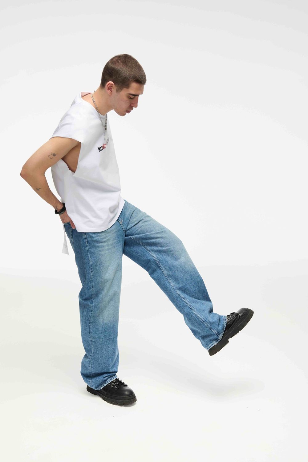 Футболка Kraizy Stripes Без рукавов Logo белая