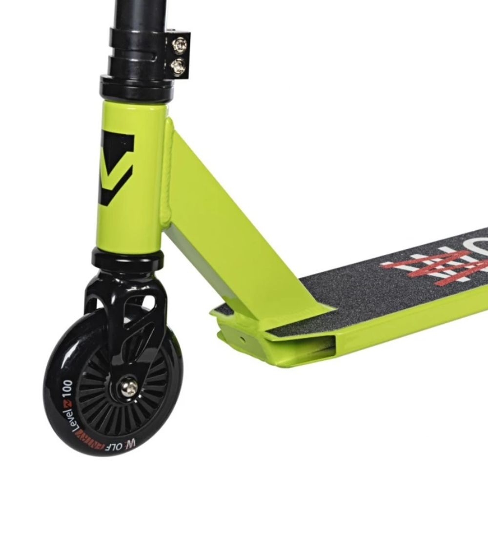 Самокат трюковый Novatrack Wolf 10, 110 мм, зеленый
