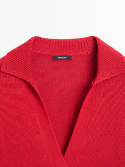 Massimo Dutti Свитер поло свободного кроя, красный