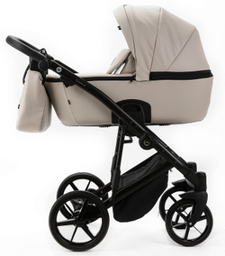 Детская коляска Adamex Mobi Deluxe New 2 в 1 MN-SA07 СВЕТЛО-БЕЖЕВАЯ КОЖА