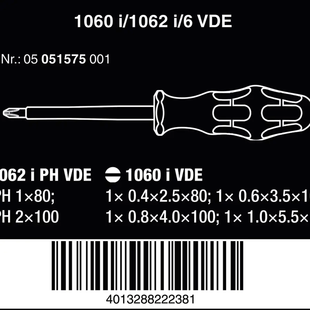 Набор отвёрток Kraftform VDE, 6 предметов WERA 05051575001