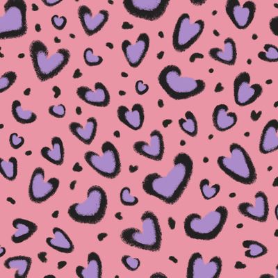 Леопардовые сердца / розовый с лавандовым