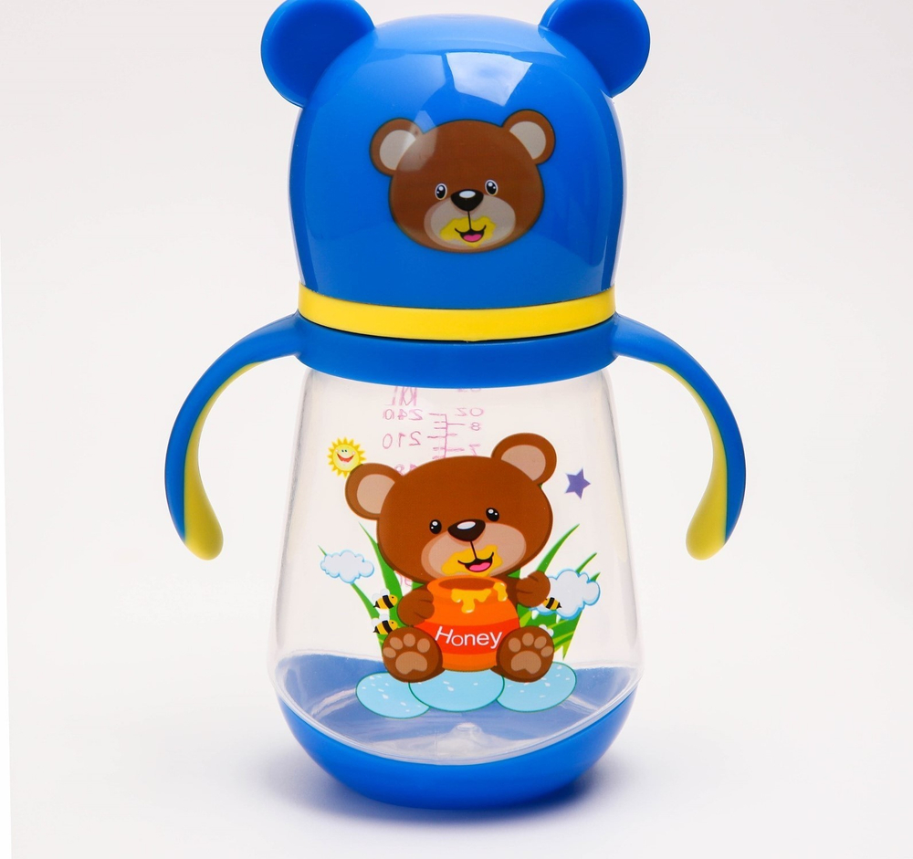 4313606 Поильник с ручками, силиконовый носик, 240 мл., широкое горло, цвет МИКС