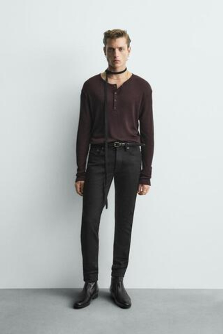 ZARA ФУТБОЛКА С ВОРОТНИКОМ НА ПУГОВИЦАХ, БУРГУНДИ