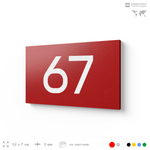 Табличка с номером 67 на дверь квартиры, для офиса, кабинета, аудитории, склада, красная 120х70 мм, Айдентика Технолоджи
