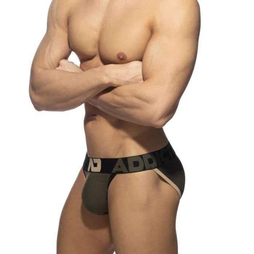 Мужские трусы танга хаки с пуш-ап Addicted AD1081-14