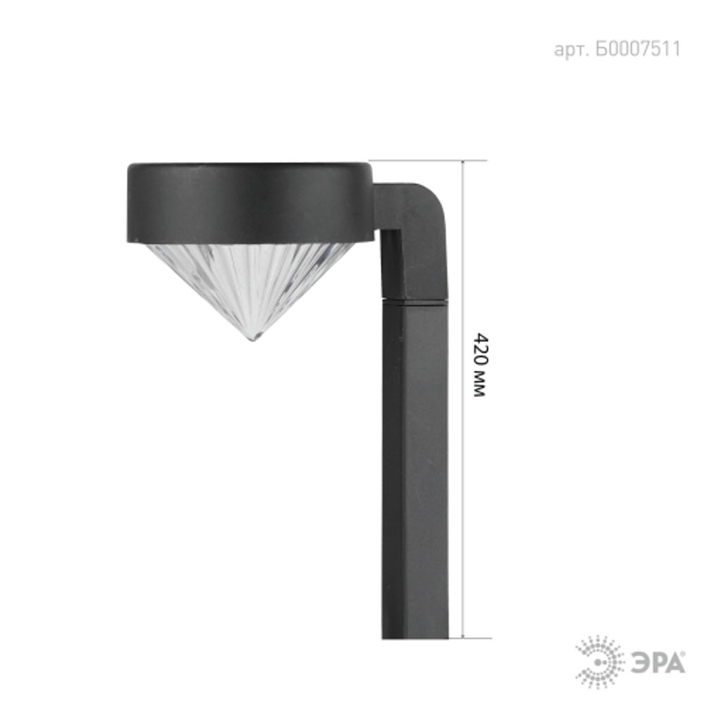 Светильник уличный ЭРА SL-PL42-DMD на солнечной батарее пластик черный 42 см